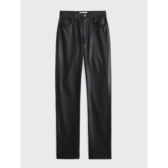 Abercrombie & Fitch The '90s Straight Ultra High Rise Vegan Leather Pants Curvy - Picture 4 of 9